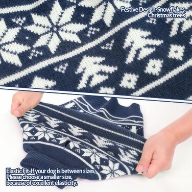 Пуловер для собак на Новий Рік, теплий зимовий пуловер для маленьких собак, без рукавів, розміри XS-2XL, блакитний з сніжинкою