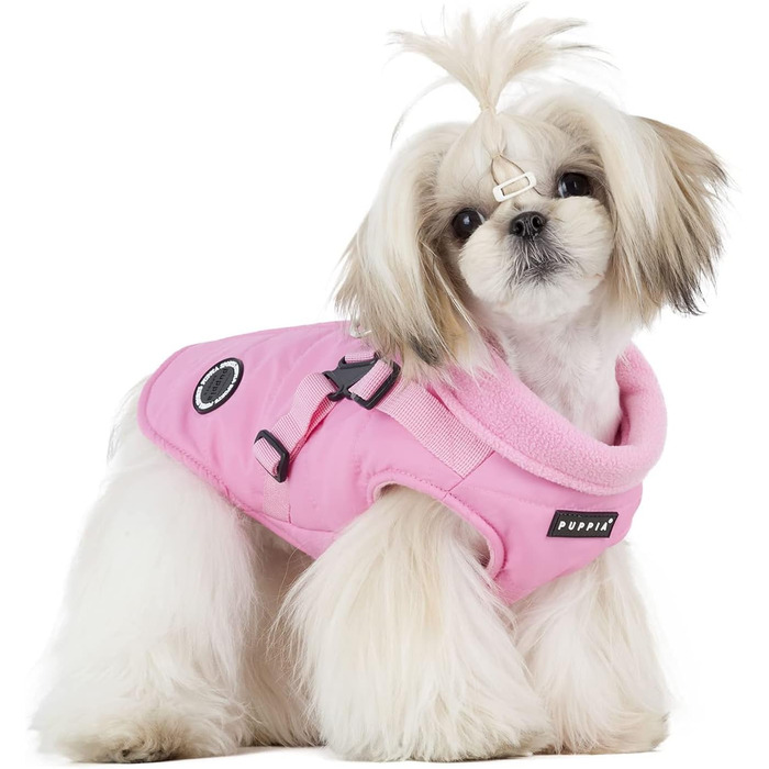 Водонепроникний теплий дощовик для собак Пуппія, рожевий, L - з підкладкою з флісу, для малих та середніх собак