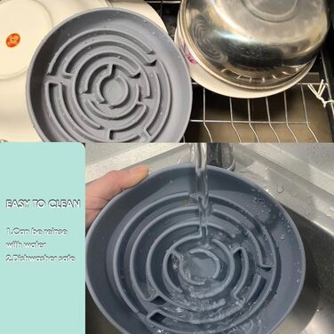 Миска для собак Slow Feeder, силіконова миска для тварин з присоскою, антизадушливий дизайн, підходить для собак маленьких та середніх порід (сіра)