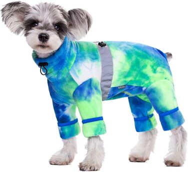 Піжама для собак з полярного флісу, для маленьких та середніх собак, зимова куртка та светр, теплий одяг для чотирилапих (X-Large, колір батик - блакитний)