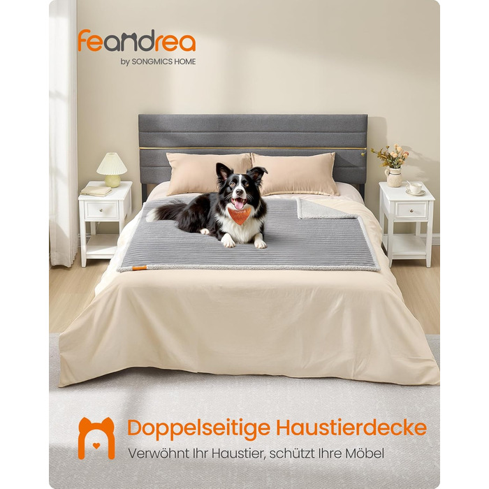 Водонепроникний килимок для собак Feandrea, XL (152 x 127 см), для великих та середніх собак, двосторонній, миючий, сірий та світло-сірий