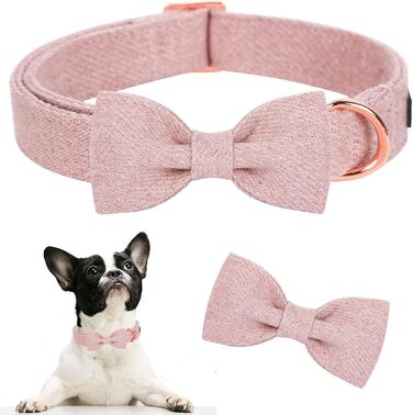 Нашийник для собак Aring PET на Різдво, бавовняний нашийник з бантиком, милий нашийник для собак, подарунок з металевою застібкою для великих собак (M, Рожевий)