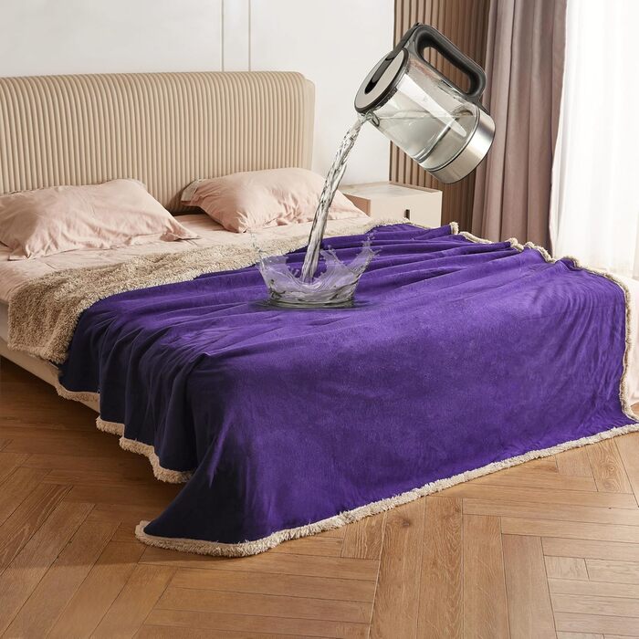 Водонепроникний плед Catalonia Classy для захисту дивану та ліжка, 203 x 152 см, фіолетовий/бежевий