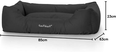 Кенуфельвуфф Фінайлі - ліжко для собак з нейлону, M-L, 85 x 63 см. Зручне собаче ліжко з піднятими бортиками та знімним чохлом. Легко чистити, підходить для великих, середніх та маленьких собак (Чорний, L 85 x 63 x 23 см)