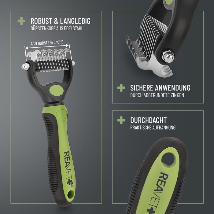 Щітка для собак та котів ReaVET для видалення підшерстка та розплутування. Підходить для довгошерстих порід, великих та середніх собак та котів. Масажний ефект, захист верхнього шару шерсті. Розмір M-L