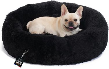 Крісло-лежанка для собак, кругла, чорна, 95 см, знімний чохол