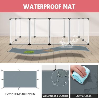 Клітка-загон для дрібних тварин, прозора, з водонепроникним килимком, пластиковий корпус. Підходить для цуценят, кроликів, хом'яків, єжиків, хорек. Для дому.