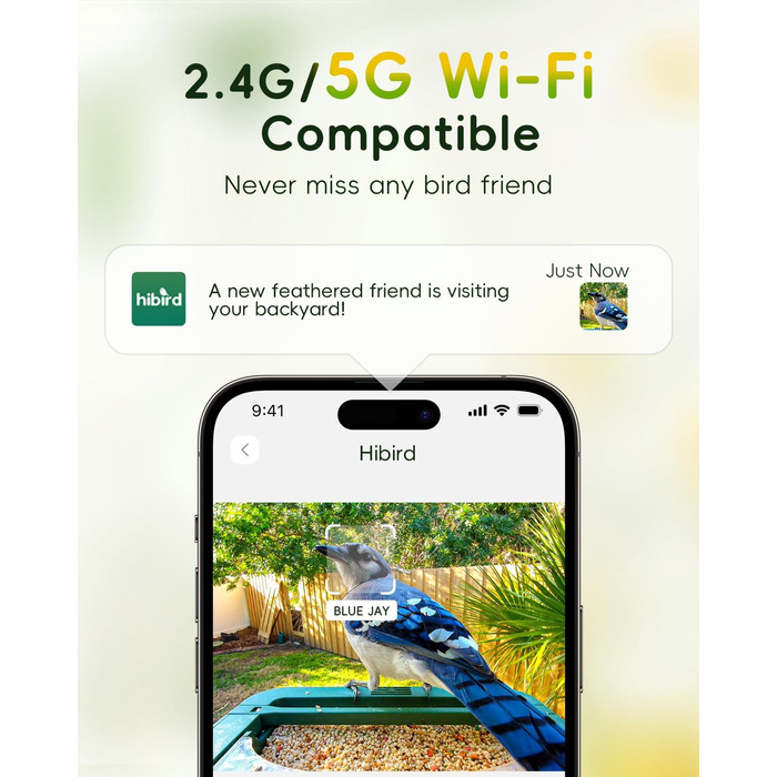 Розумний годівничка-відеокамера для птахів Hibird 32МП, 4K, AI, Wi-Fi, нічне бачення, 10000мАг, 32ГБ