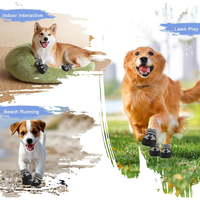 Водонепроникні собачі черевики з відбиваючими ременями, 4 шт., сірі, XL - захист лап для собак