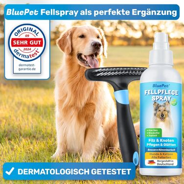 BluePet 2.0 - щітка для вичісування довгошерстих собак та котів | Розпушувач ворсу з двома рядами зубців | Розплутує, видаляє підшерстя, згладжує | Версія 2.0, блакитна