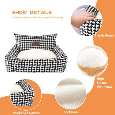 Ортопедичне ліжко для собак PETCUTE, зручний лежак для собак та котів, чорний, середній, знімний килимок