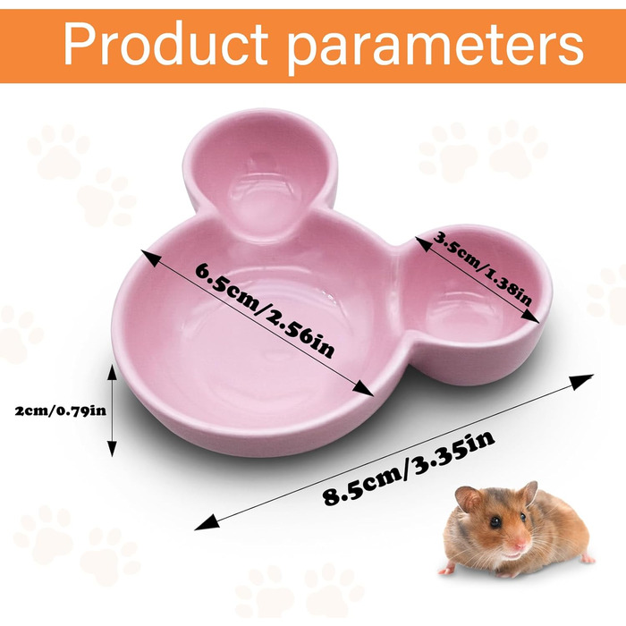 Миска для їжі та води для хом'яків LuckyOpt - мила форма мишки, кераміка, легко миється, для дрібних тварин, їжачок, білка, гризуни, цуцики (фіолетовий)