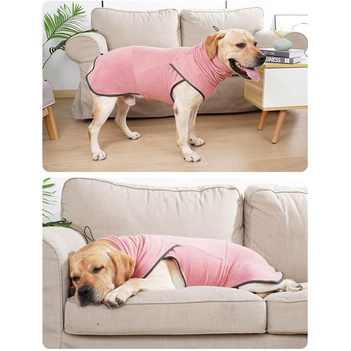Тепла флісова жилетка для собак: рожева, розмір L. Флісова жилетка, теплий зимовий одяг для собак маленьких, середніх та великих порід