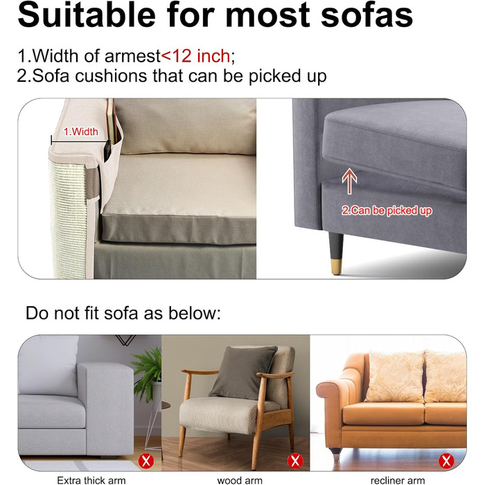 Захист для дивану від кігтів котів, 70 x 50 см, з сизалю, для правої руки. Захист меблів від кігтів котів