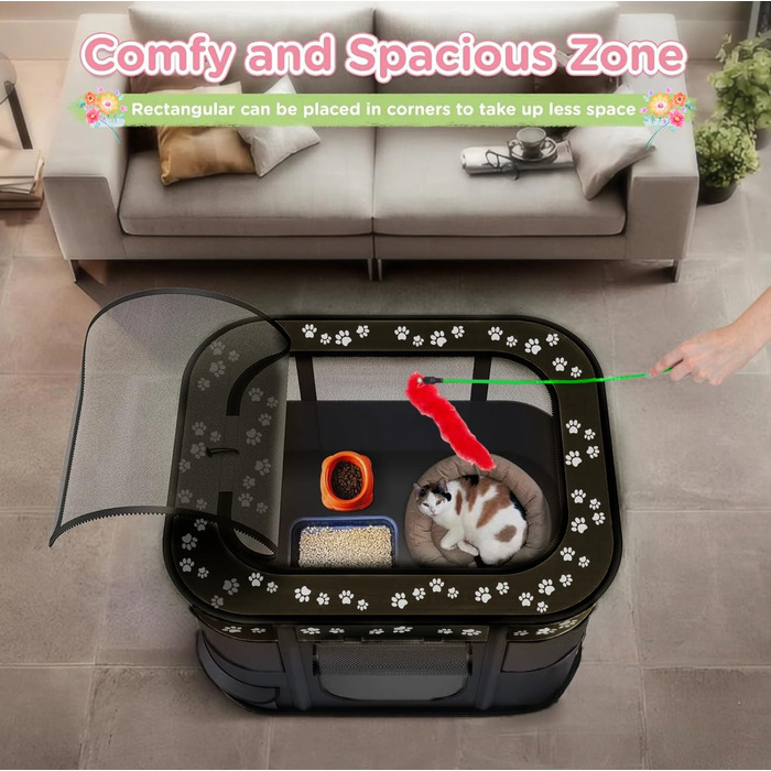 Портативне собаче будиночок/загороди для тварин 90x70x60 см. Складаний вольєр для домашніх тварин, прямокутний, кімната для відпочинку, будиночок для котів/цуценят, чорний