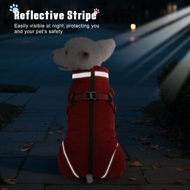 Тепла зимова куртка для собак Poseca: вітро- та водонепроникна, 2-в-1, з жилетом, для цуценят, на блискавці, червона