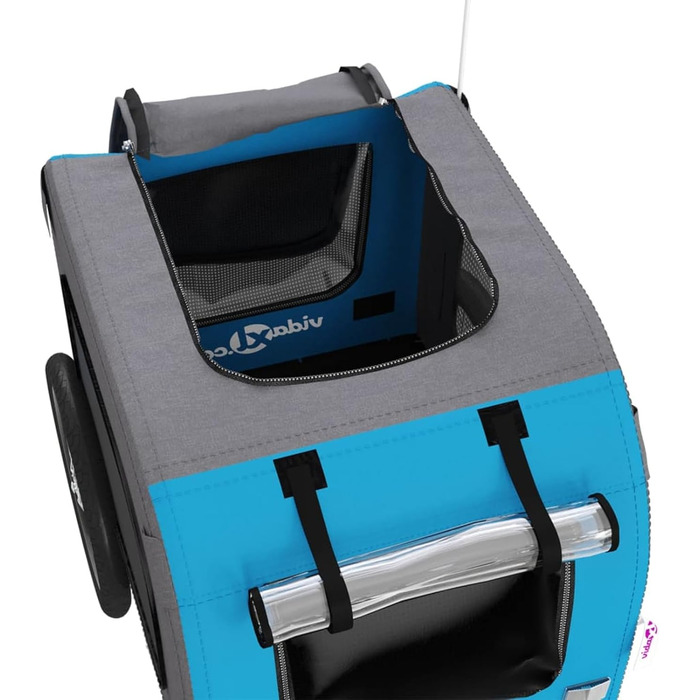 Фургон для собак Gecheer - причіп для велосипеда, переноска для собак, 45 кг, сірий оксфорд, блакитний