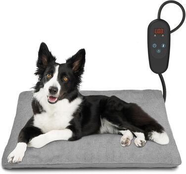 Кішка/Собака грілка з регулюванням температури, 6 режимів, таймер 24 год, LED-дисплей, безпечна грілка, сіра (45x75 см)