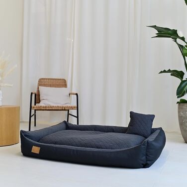 Ліжко для собак Odolplusz XXL, 120x90 см - знімний, водонепроникний чохол, зручний кошик для великих та середніх собак, миється та міцне, Графіт, 80 x 120 x 20 см