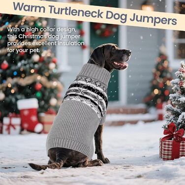 Светр для собак IECOii XXXXL, XXXX-Large, 5XL (105 см), сірий. Теплий в'язаний пуловер для німецької доги, добермана та інших великих порід.