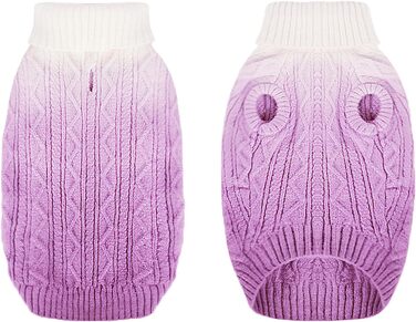 Пуловер для собак CITE TOILE, теплий зимовий, м'який, зручний, з високим коміром, для холодної погоди, градієнт кольору, для маленьких та середніх собак, фіолетовий, розмір S