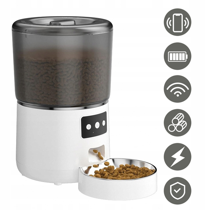 Автоматична годівниця для котів та собак з Wi-Fi, 4 л, дозатор для сухого корму