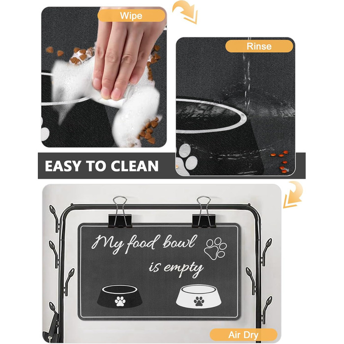 Нековзна килимок-підкладка під миску для собак та котів, сірий, 30 x 50 см