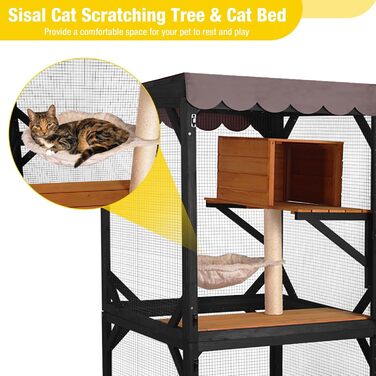 Кітче (Catio) для котів X-ZONE: вулиця, будинок, ліжко, дряпка, 80x80x182.5 см (сірий)