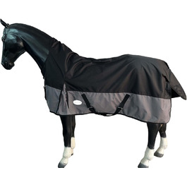 Зимова кінська попона eQuitack Outdoor, 100% водонепроникна, 600D, 50 г утеплювач, високий комір, чорна/сіра, 155 см