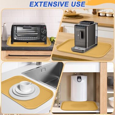 Силіконовий килимок для корму домашніх тварин з піднятим бордюром, миски для собак та котів, килимок для годівлі з високим бордюром для захисту від води, гумовий килимок 24x16x0,8 см (24 x 16 x 0.8 дюймів, Бежевий)