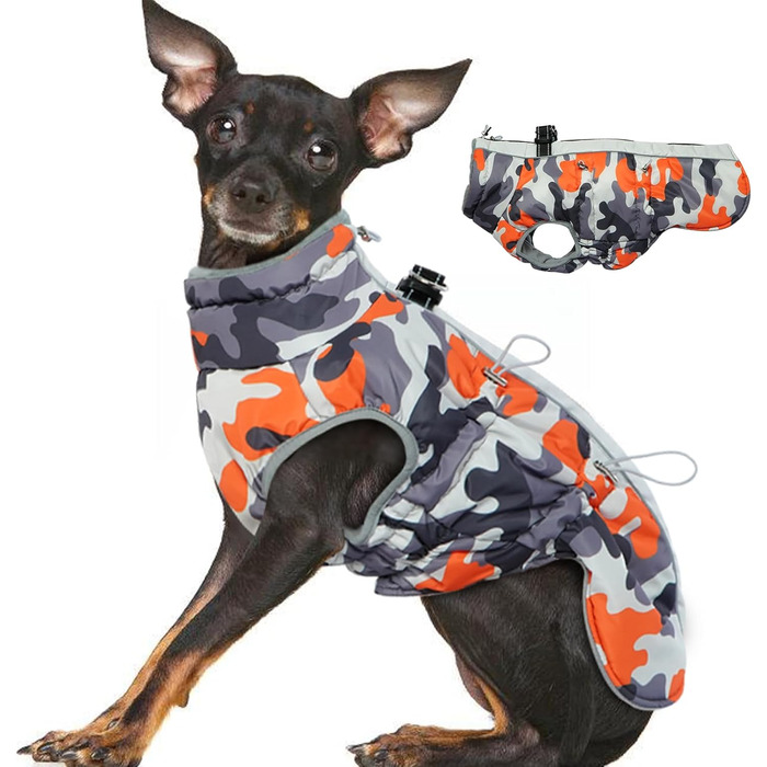 Теплий зимовий одяг для собак - Куртка для маленьких собак Katzint з флісовою підкладкою, D-Ring, кольору Абрикос (XS, Оранжевий)