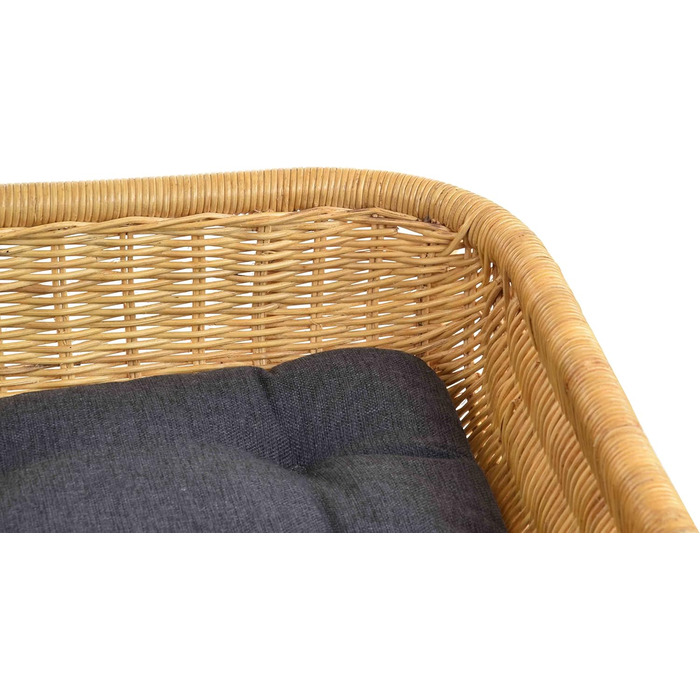 Ексклюзивний плетений лежак для собак/кішок з ротангу, великий (XL), з подушкою, Honey