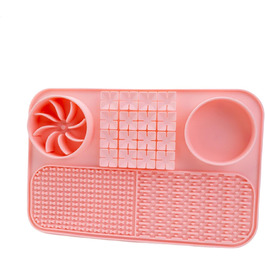 Килимок для собак - годівниця-лизунчик | Килимок для цуценят | Силіконовий килимок для годування собак | Миска для собак з кормом (Рожевий)