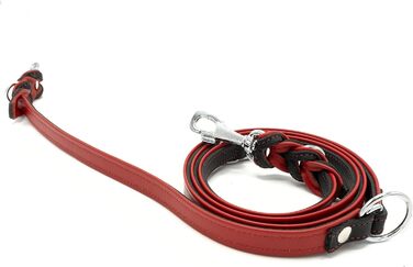 Шкіряний повідок для собак Michur Minimo Twist чорний-червоний, 2 м, регульований, пасує до ошийника Minimo коричневого, 3 рівні налаштування