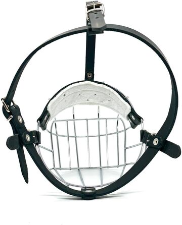 Міцний нашийник-маска для собак з металевої сітки, Rottweiler, Mastiff, Golden Retriever (R2, сріблястий/чорна шкіра)