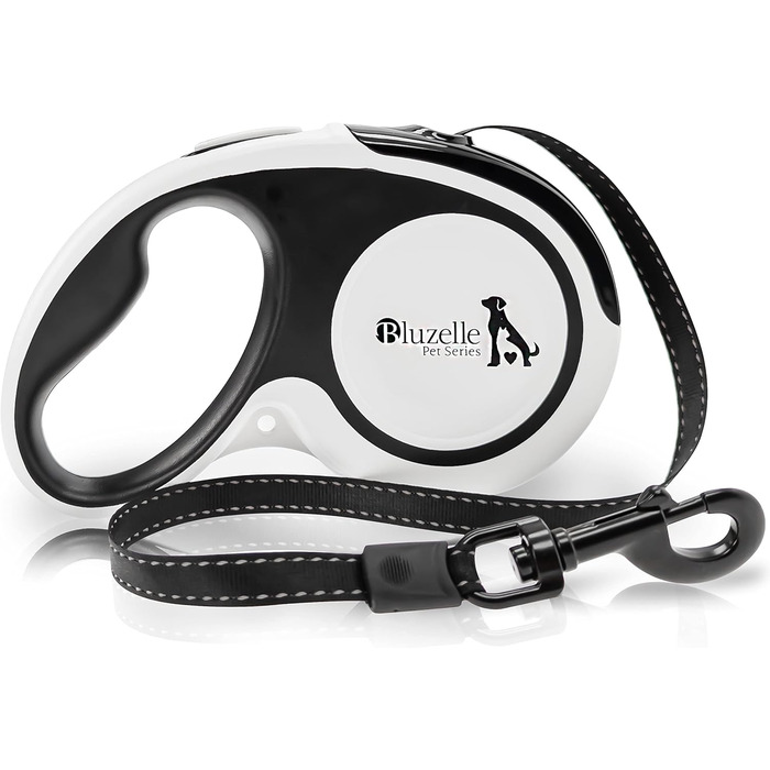 Рулетка для собак до 20 кг Bluzelle з відбиваючими смугами, металевим карабіном, надійним гальмом та зручною ручкою, розмір S