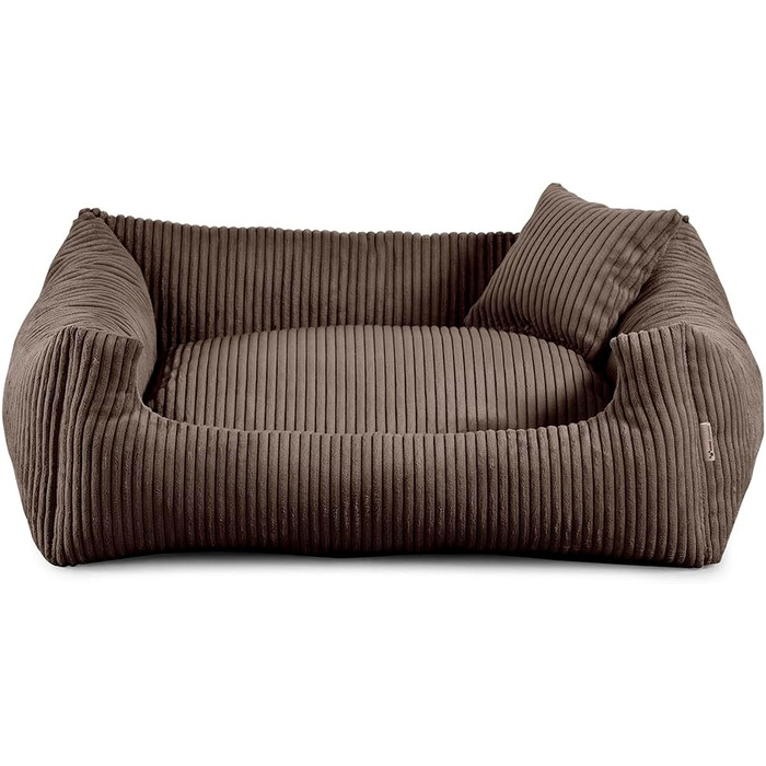 Ліжко для собак Gutekissen® з м'якого матеріалу, наповнене поліуретановим пінопластом, з рифленою тканиною, стійке до бруду, вибір кольору та розміру, з маленькою подушкою (3XL - 130x110, темно-коричневий)