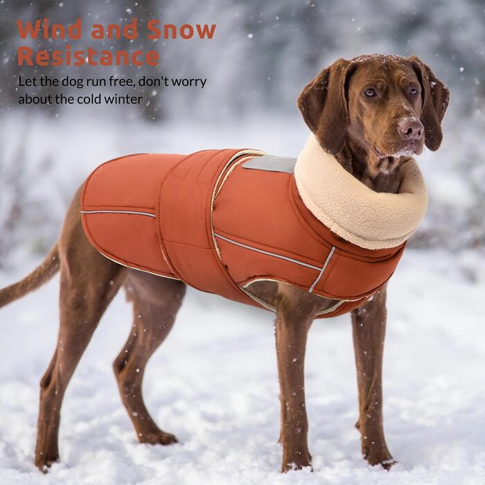 Теплий зимовий одяг для собак ASENKU: куртка та одяг для великих собак з відбиваючим коміром, водонепроникний, кольору червоно-коричневого, розмір 3XL