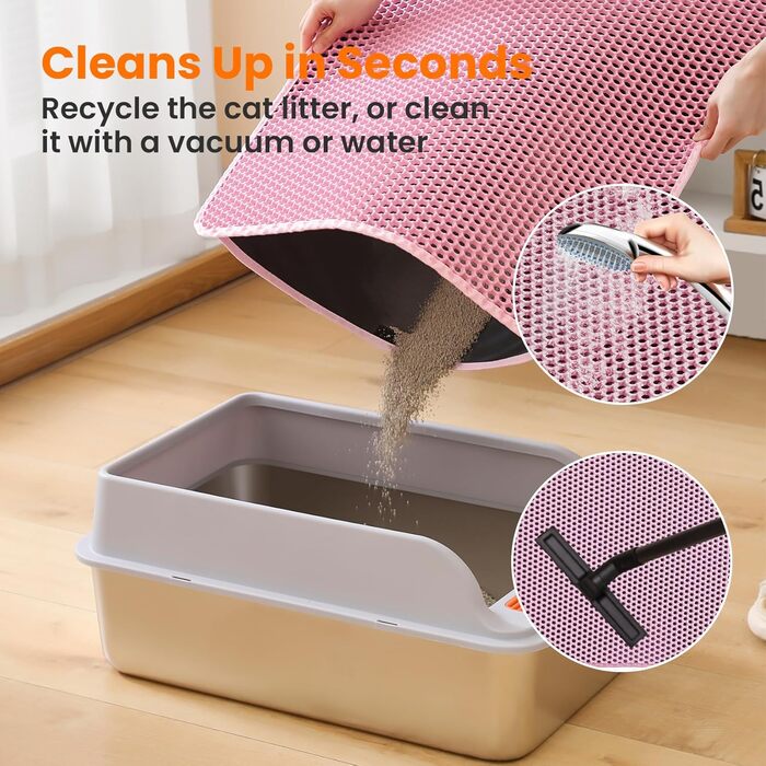 Килимок під лоток для котів Petinstinct, 116x66 см, XXL, рожевий