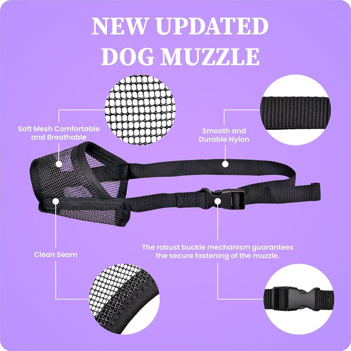 Майорчик для собак великих порід Flintstone – м'який майорчик з Air Mesh | дихаючий намордник для собак | намордник від укусів та ковтання | безшумний намордник для собак, 22.9 см