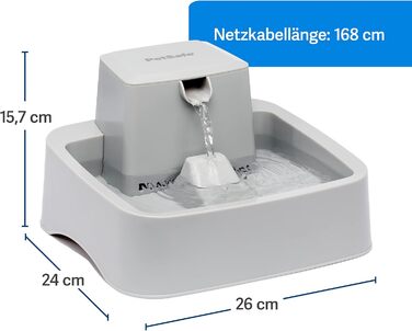 Автоматичний поїльник для собак і котів PetSafe Drinkwell 1,8 л, подвійна фільтрація, BPA-free пластик, сірий