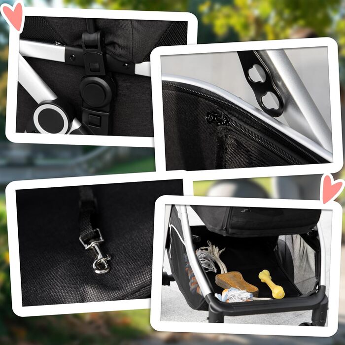 PawHut: Візок для собак та котів 3-в-1 (візок, автокрісло, сумка), чорний, до 15 кг