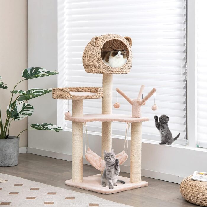 Сучасний котячий будиночок PETSITE з гамаками та когтеточками, багаторівнева вежа для домашніх котів, ігровий комплекс з лежаком та зоною для відпочинку