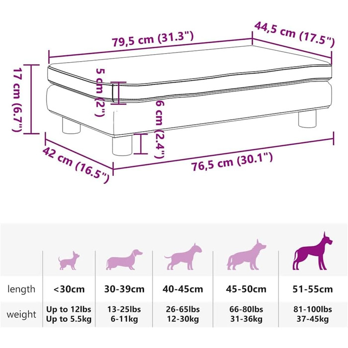 Лягушка для собак VidaXL з подовженою зоною сну, диван-софа для маленьких собак та котів, штучна шкіра, сірий колір