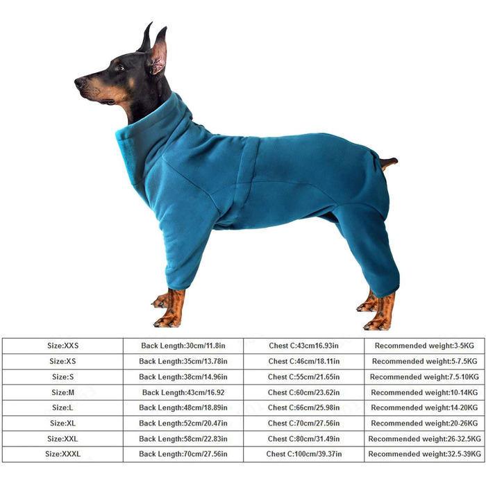 Теплий зимовий халат для собак з флісу з ніжними штанинами для великих, середніх та маленьких порід (Чихуахуа), м'який піжамний костюм для собак (B, 2XS)