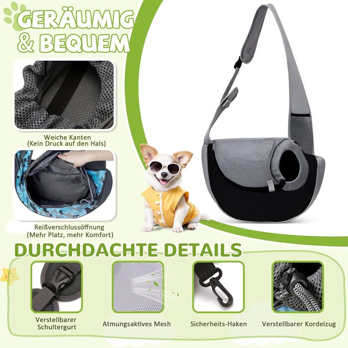 Сумка-переноска для собак і котів ALLOPET, чорний, S. Зручна переноска для маленьких тварин, ідеальна для прогулянок та відпочинку на природі. Дихаюча, для собак та котів.