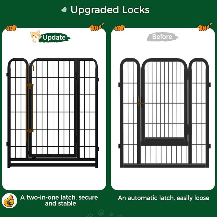 Клітка для собак Yaheetech 8-секційна, 80 см, вольєр для собак, з'єднувальні стержні, складана клітка для собак у квартиру та сад, без інструментів, 80 см висота, 8 шт.