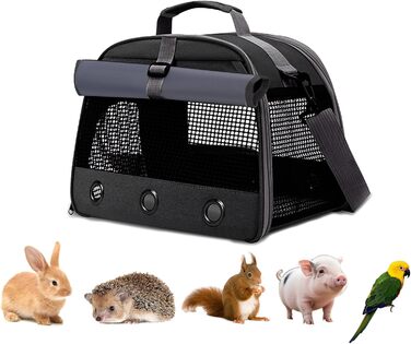 Транспортна переноска для дрібних тварин APKOL, переноска для морських свинок, кроликів, хом'яків, їжаків, (чорна)