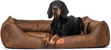 Ортопедичне ліжко для собак Tierlando® Alberto у вінтажному стилі, знімний велюровий чохол, 120x85 см, колір: світло-коричневий