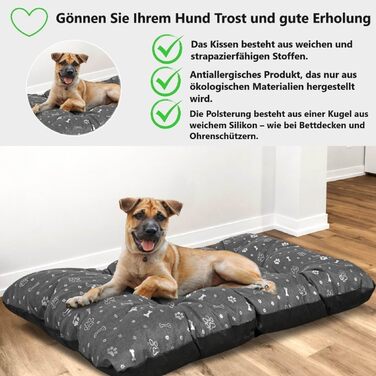 Кінг Дог: Водонепроникне ліжко для собак XL 120x80 см. Зручне, миється, з оксфордської тканини. Підходить для дому та вулиці. Графітовий колір.